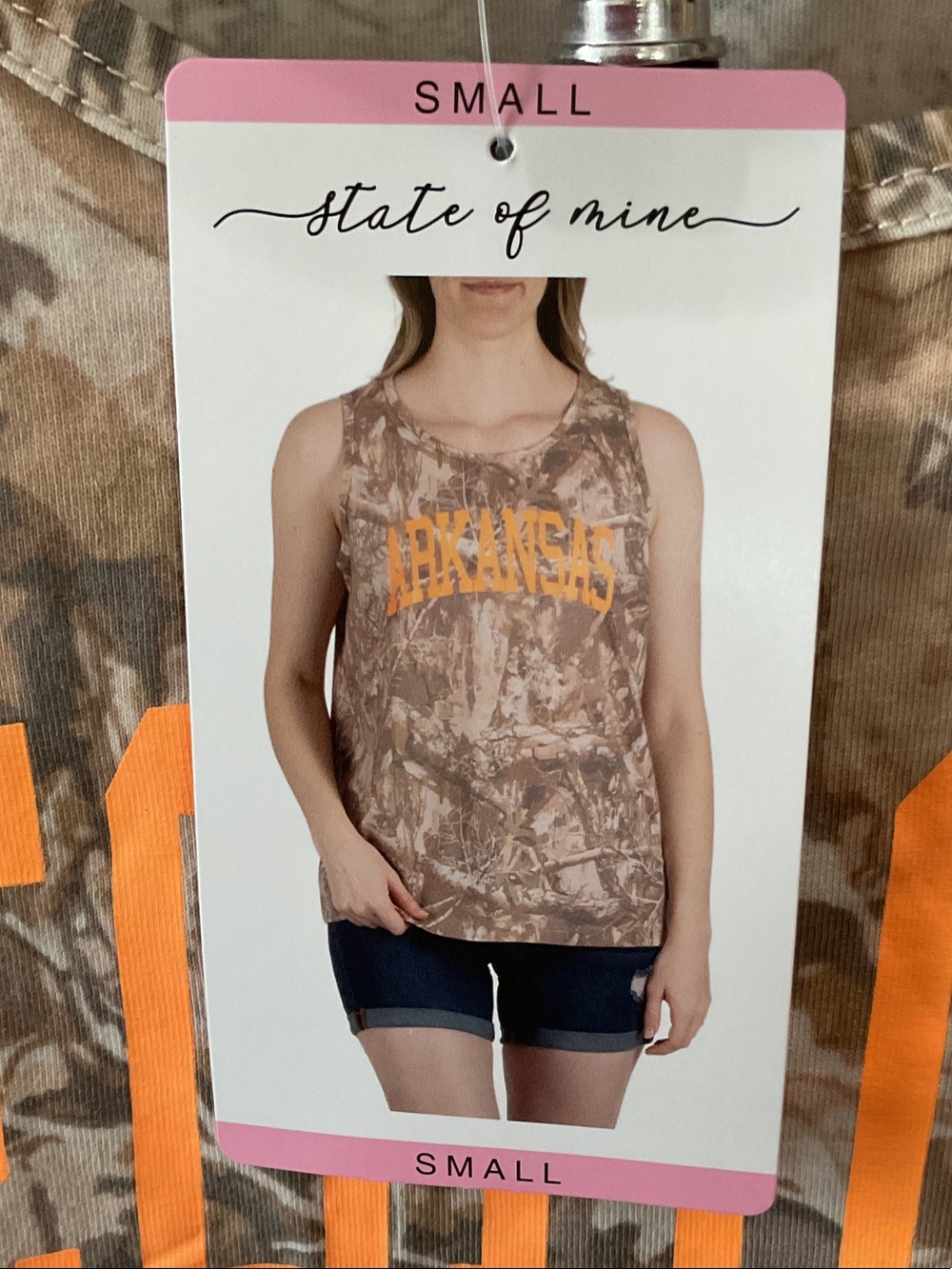 State of Mind Brown Camo Tank with Orange GEORGIA Print - Picture 2 of 6
